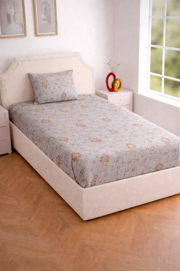 Breathable Cotton Fabric ED Elegance Dream Single Bedsheet & Pillow Cover Set