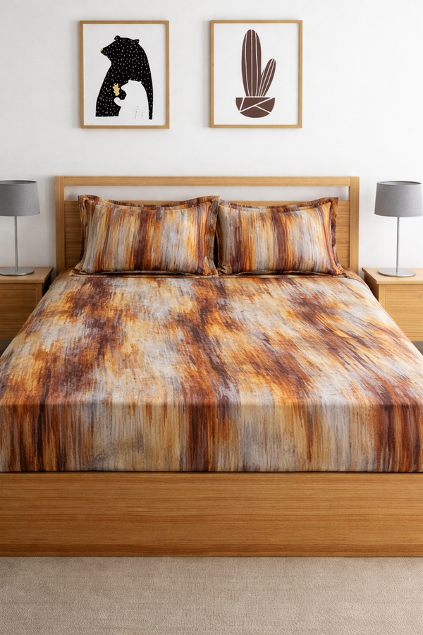 Skyfit- Digital Printed Elastic Fitted Bedsheet Set