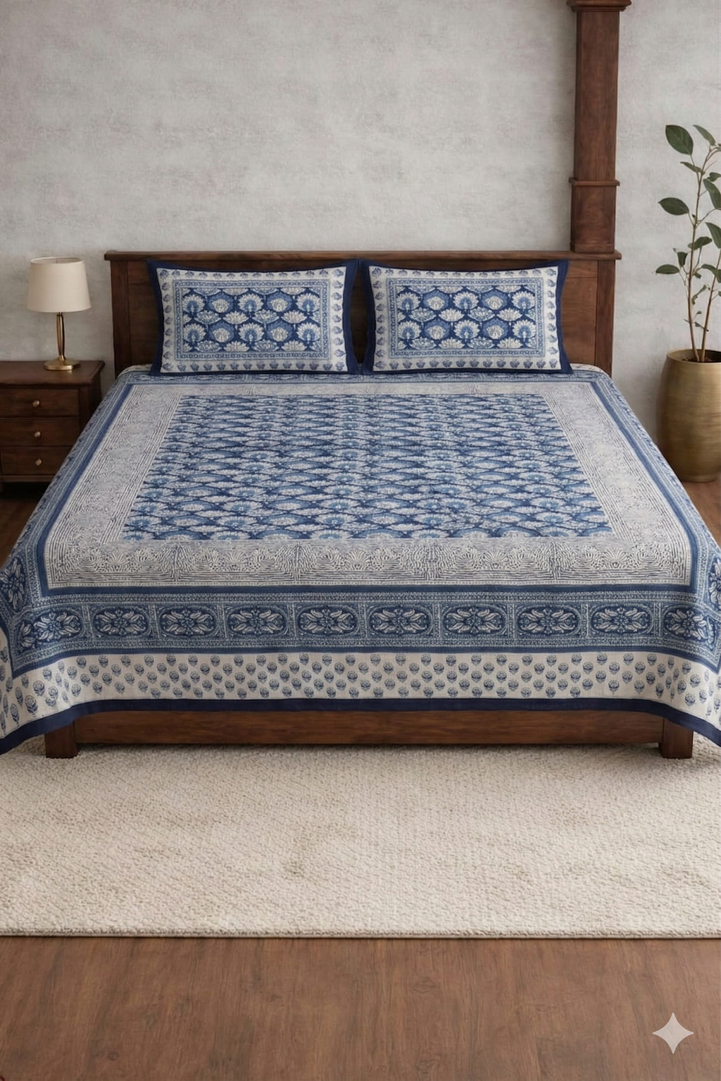 Block jaal Jaipuri Designer Bedsheet